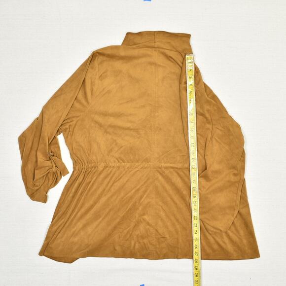 Torrid Women Open Cardigan Blazer Solid Polyester Brown Plus Size 4 Faux Suede - Picture 6 of 8